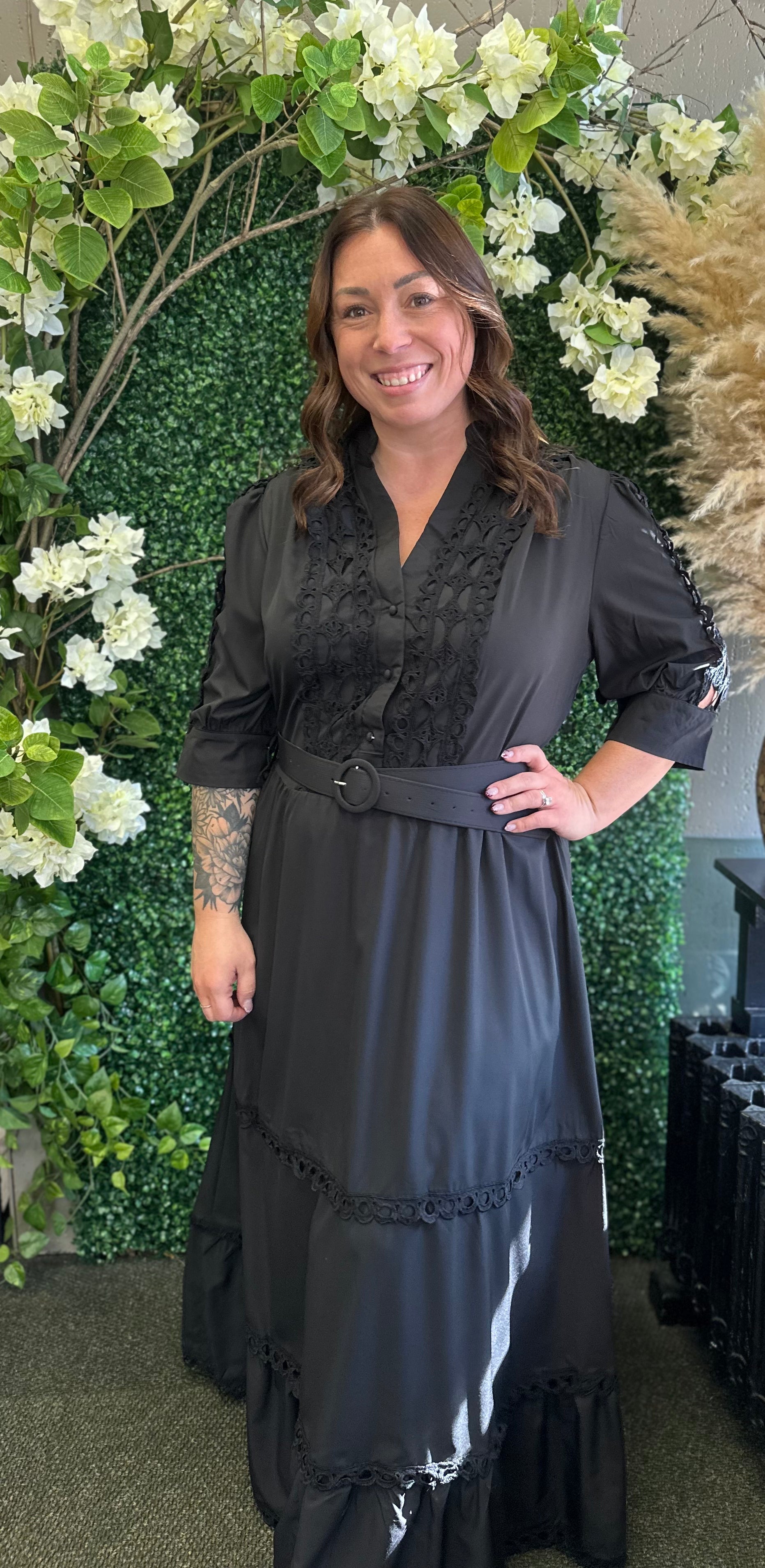 Plus Size Solid Crochet Maxi Dress