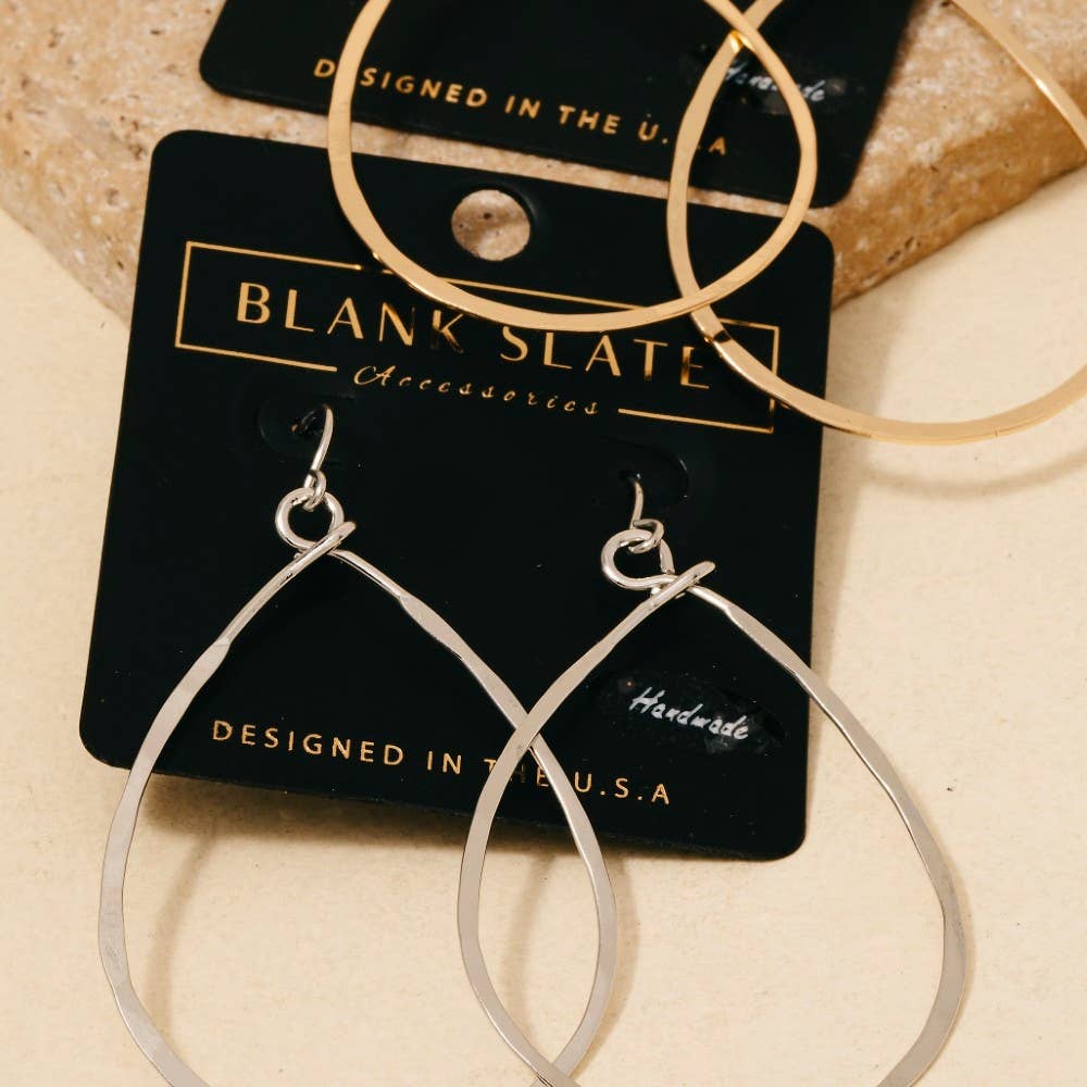 Handmade Thin Teardrop Cutout Earrings: S