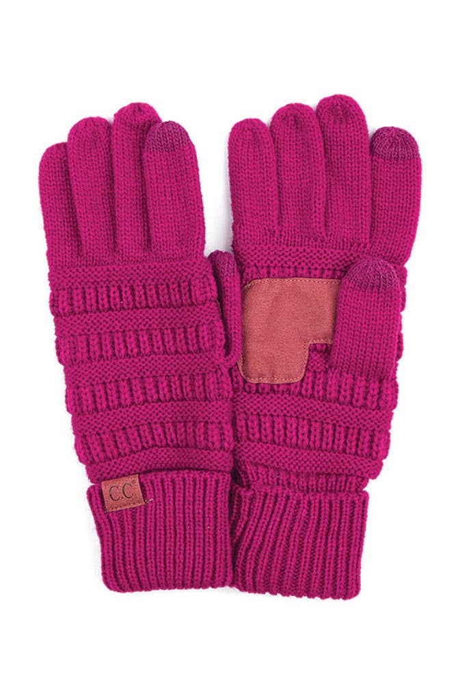 C.C Knitted Touch Screen Compatible Gloves: Black