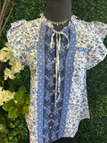 Floral Tie Neck Blouse