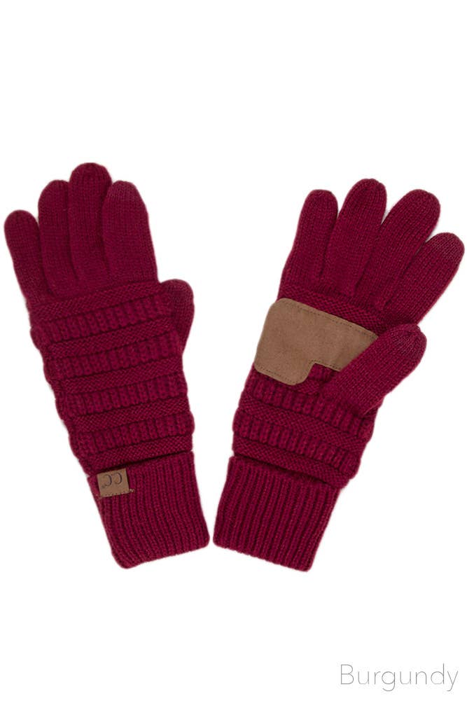 C.C Knitted Touch Screen Compatible Gloves: Cardinal
