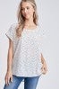 off white short sleeve polka dot top
