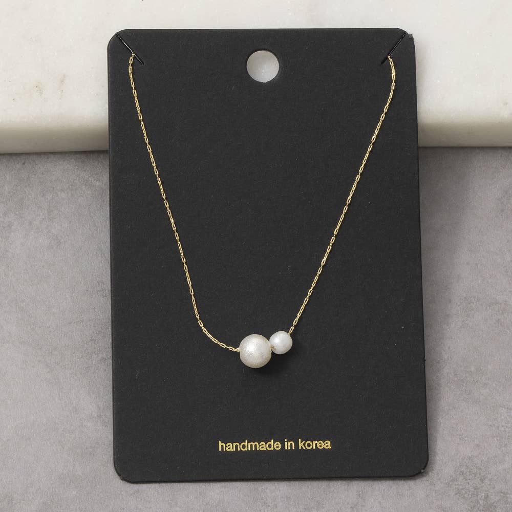 Floating Pearl Bead Dainty Chain Necklace: G