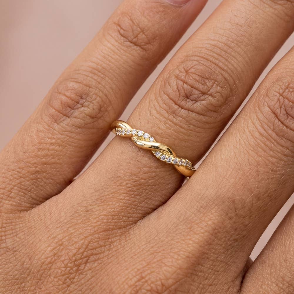 Twisted Pave Cz Band Ring: G