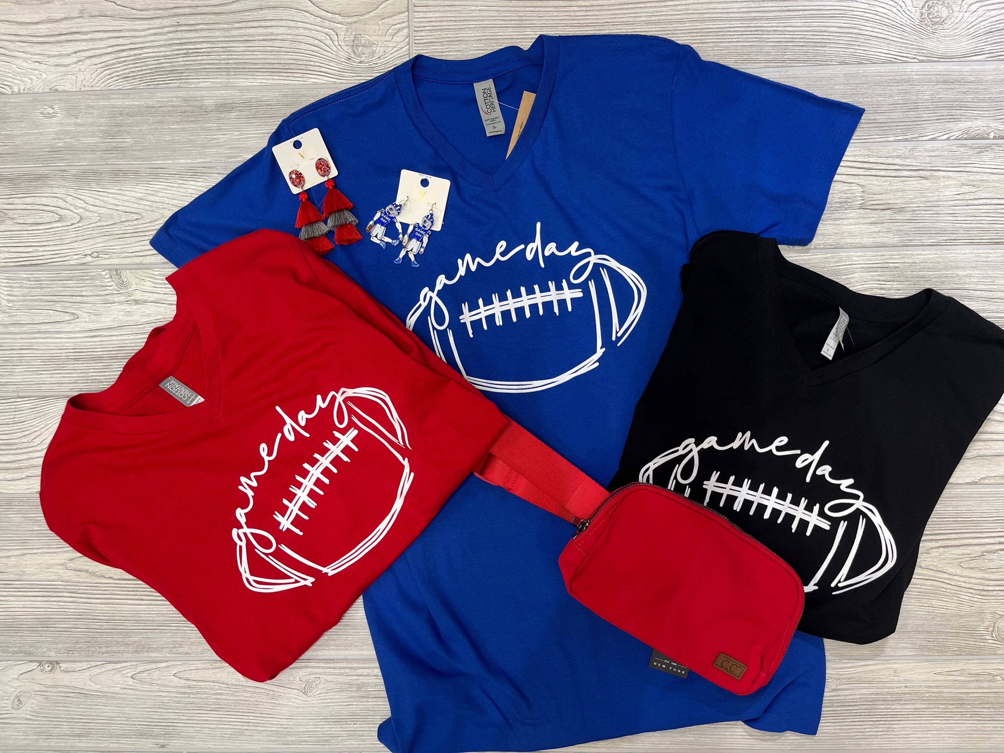 V-neck Football Graphic Tee