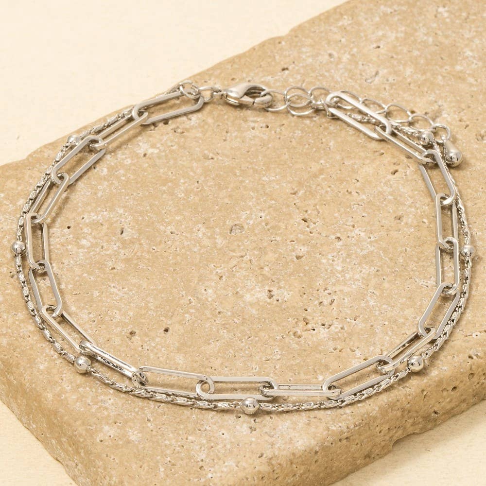 DeletedItem Mixed Layered Dainty Chain Bracelet: G