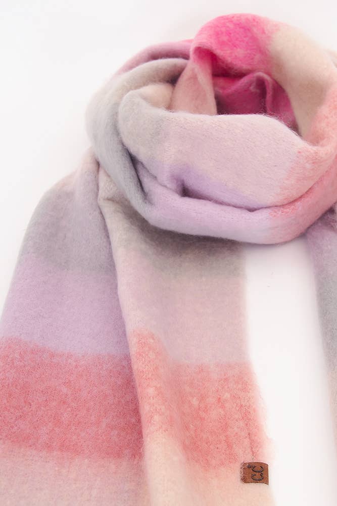 C.C Multi Color Block Plaid Check Pattern Woven Winter Scarf: 22