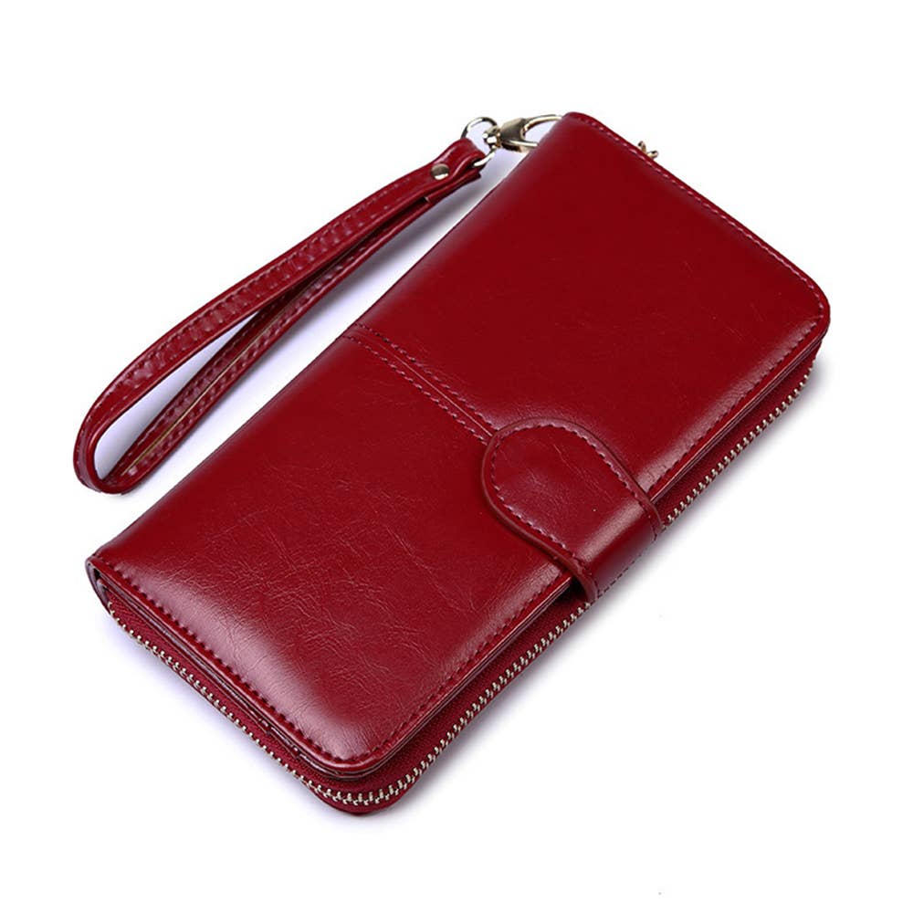 Long Zipper Buckle Large Capacity Wallet: Black