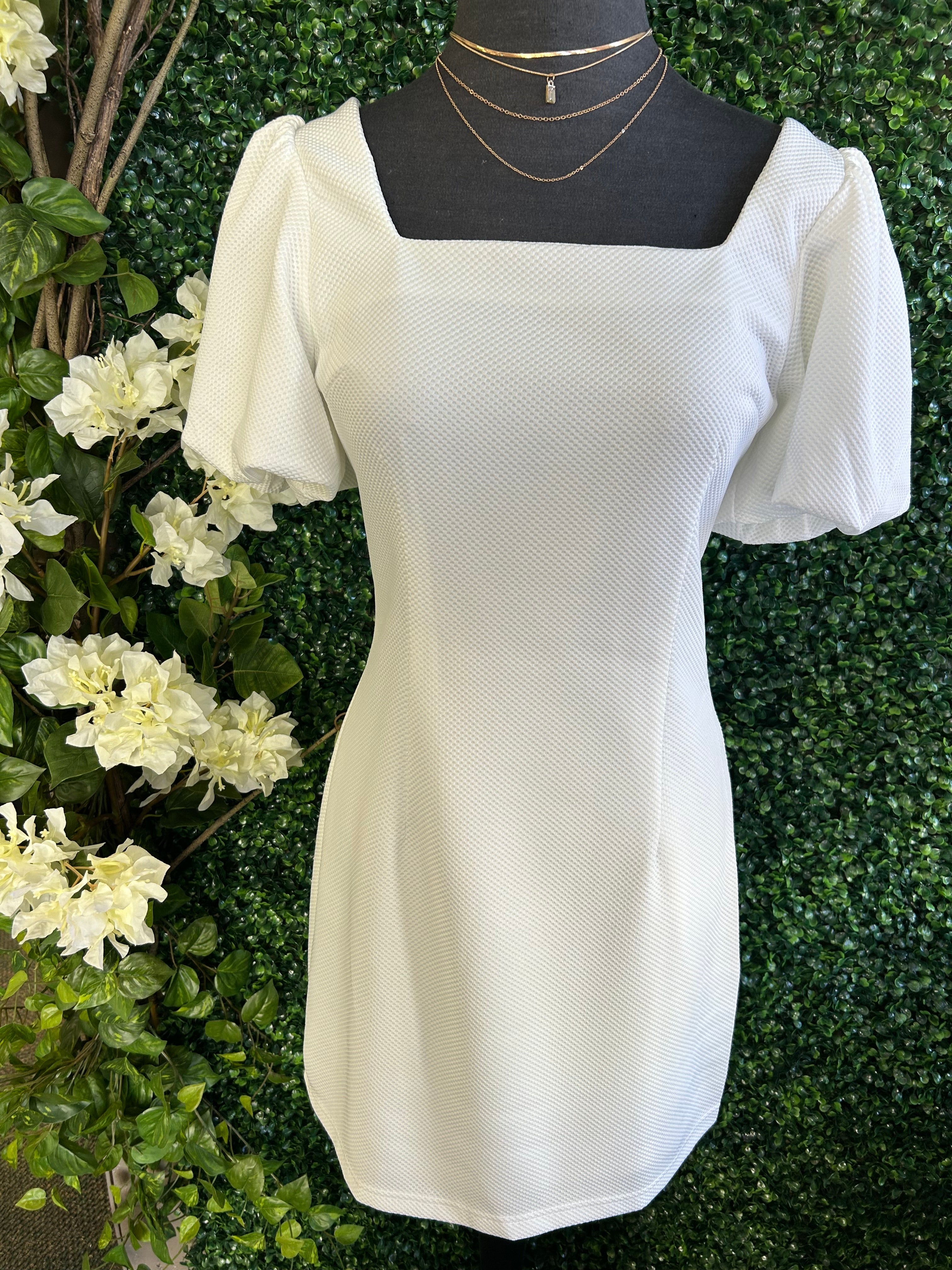 Puff Sleeve Knit Mini Dress
