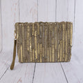 Woven Metallic Stripe Wristlet Clutch Bag: BR