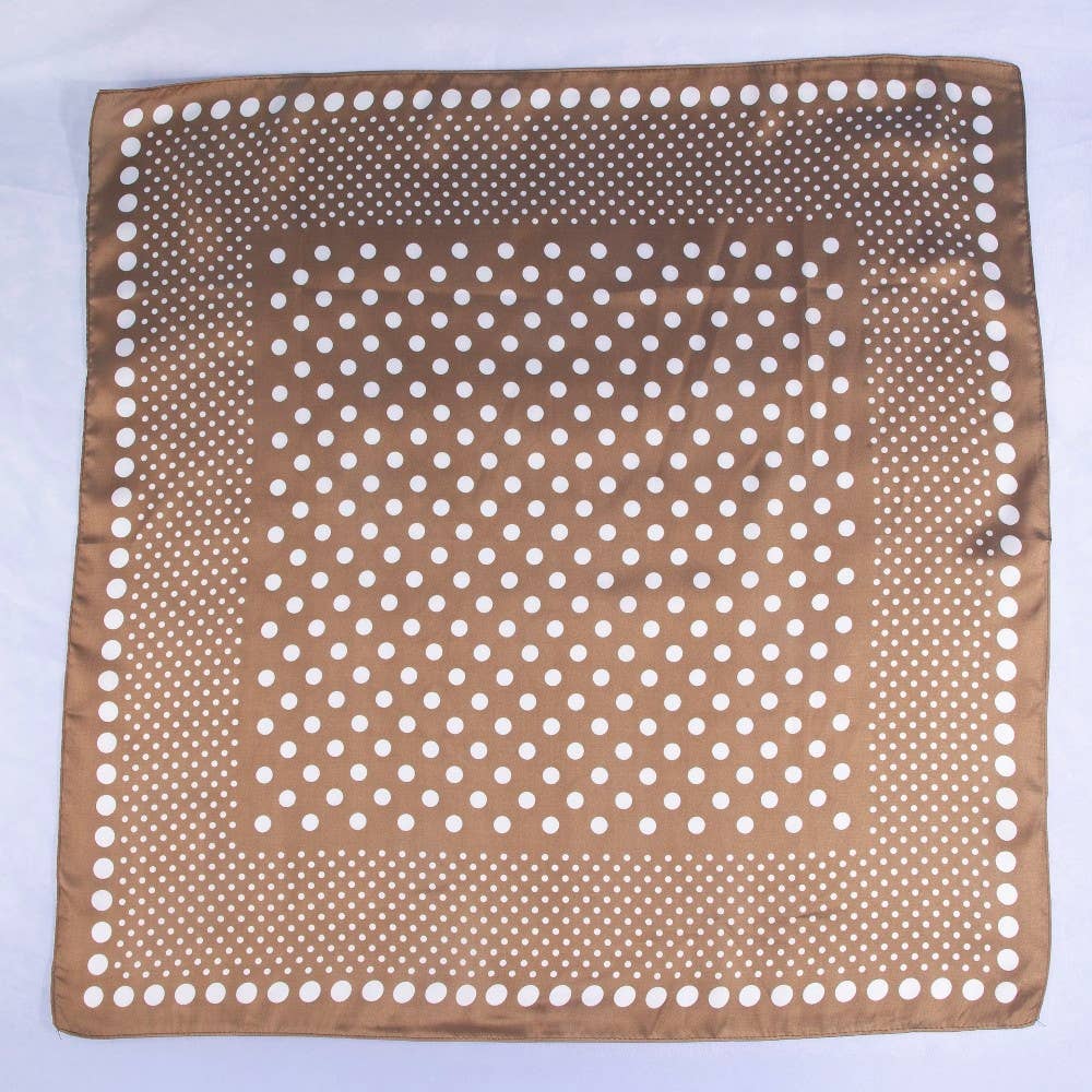 Ombre Polka Dot Print Satin Square Scarf: WH