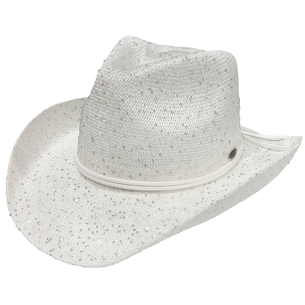 C.C Sequin Cowboy Hat: Beige