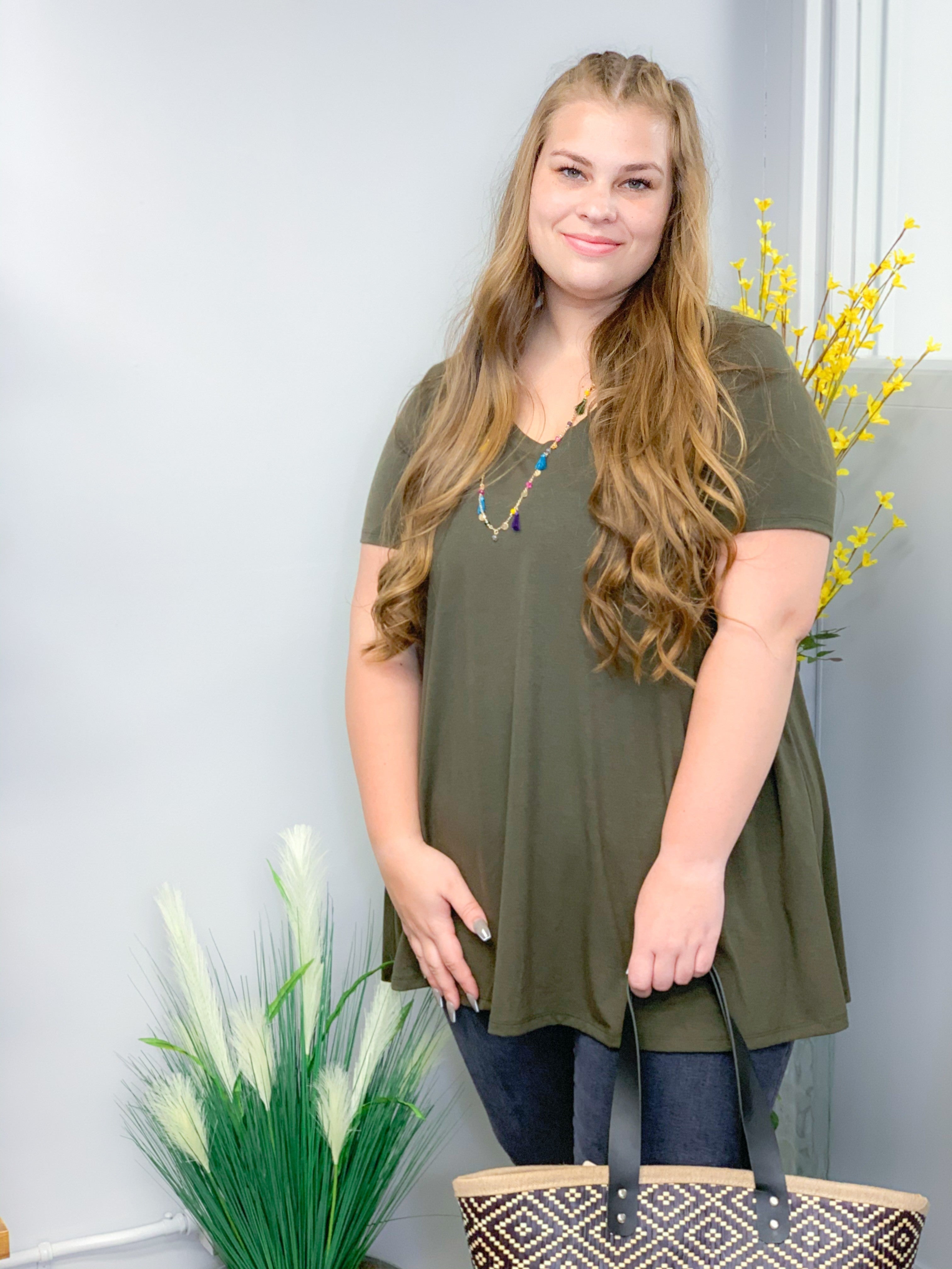 V-neck Flared Tunic Top