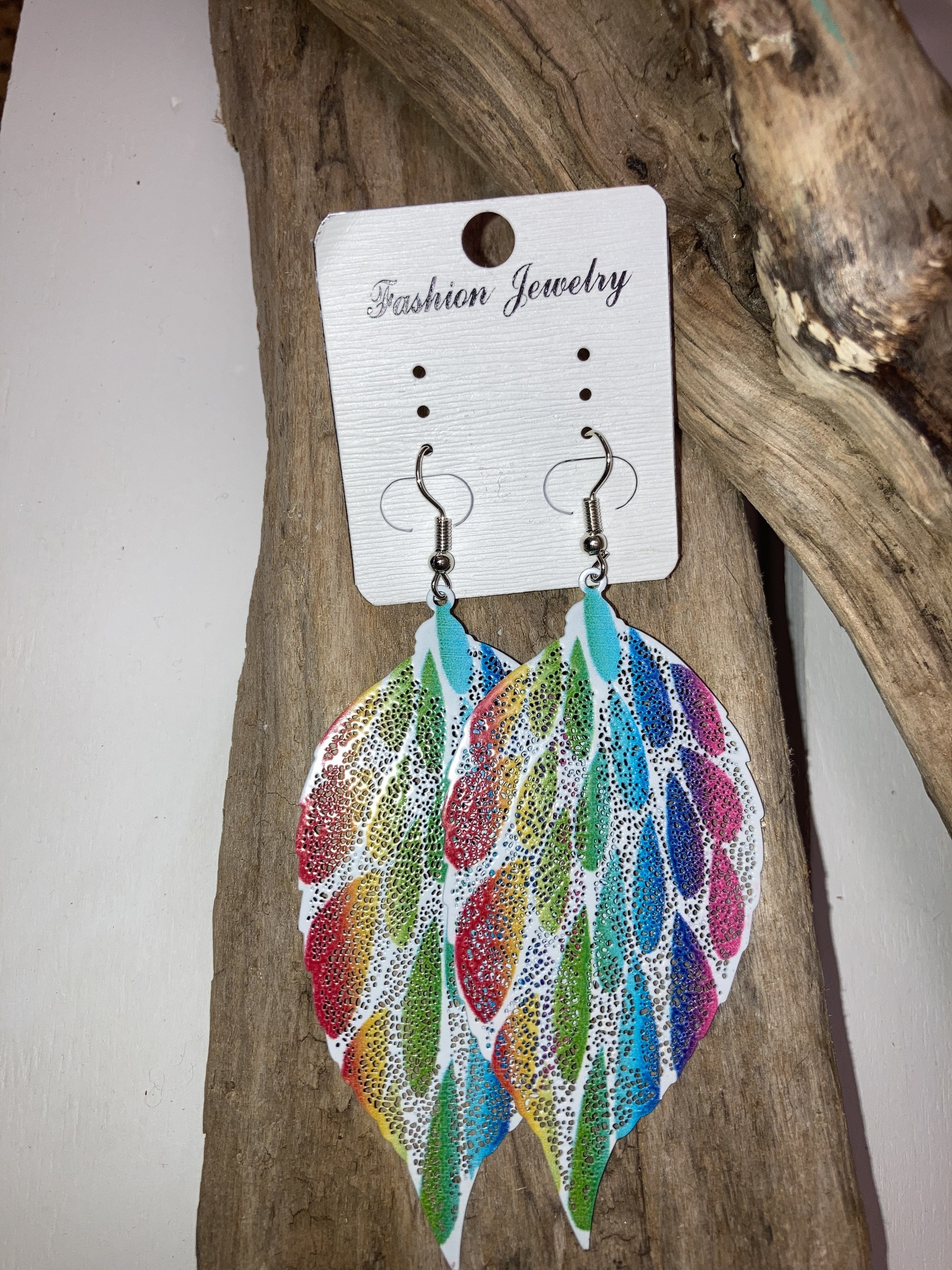 Rainbow leaf earrings