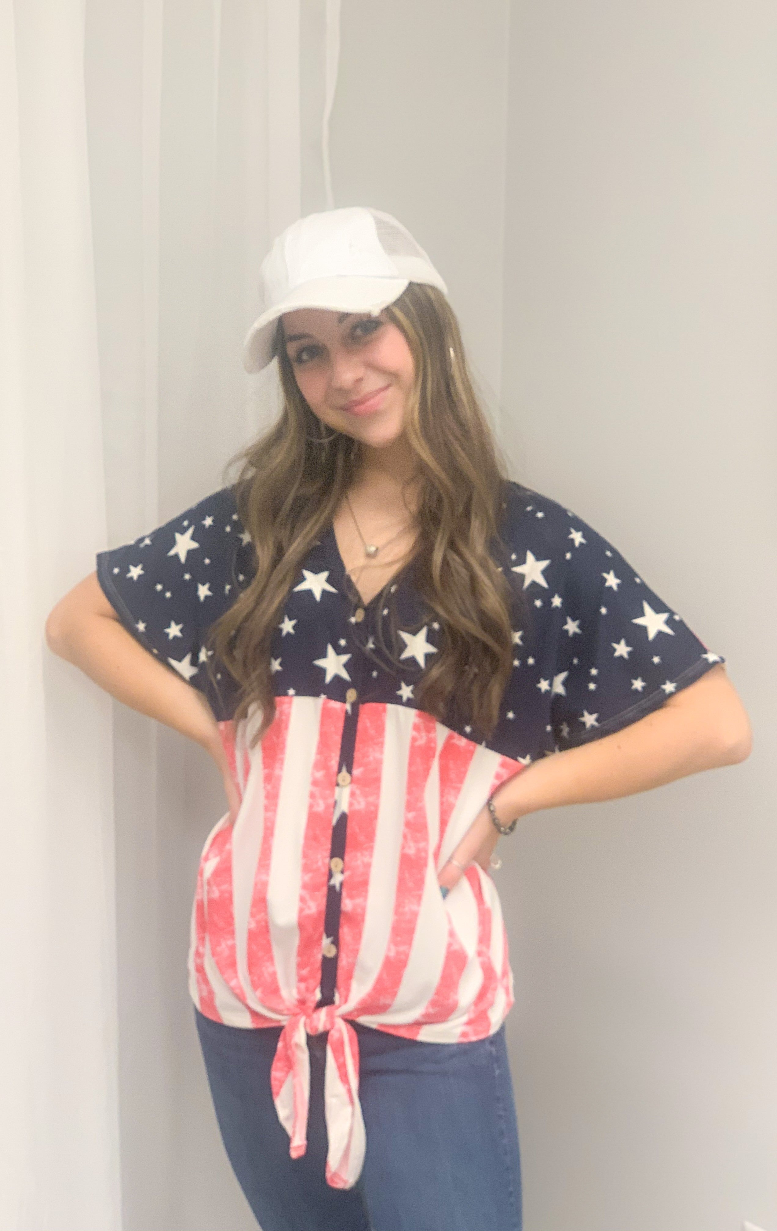 American Flag Tie Top
