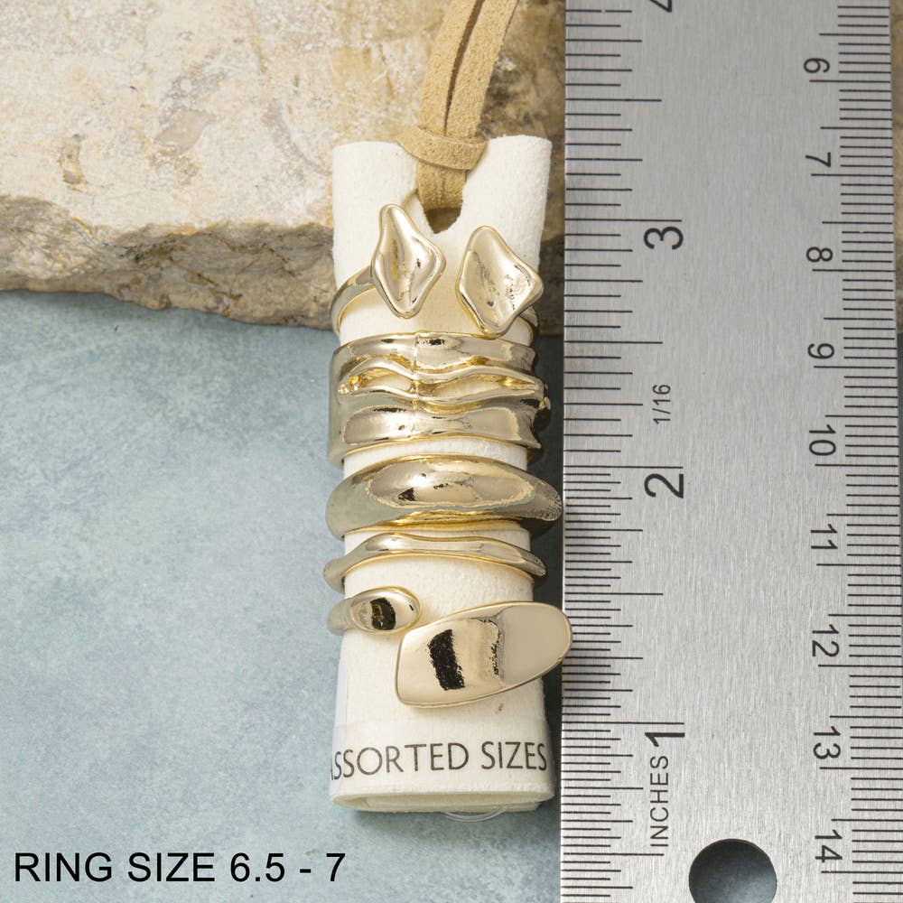 Molten Organic Nugget Stacking Ring Set: RH