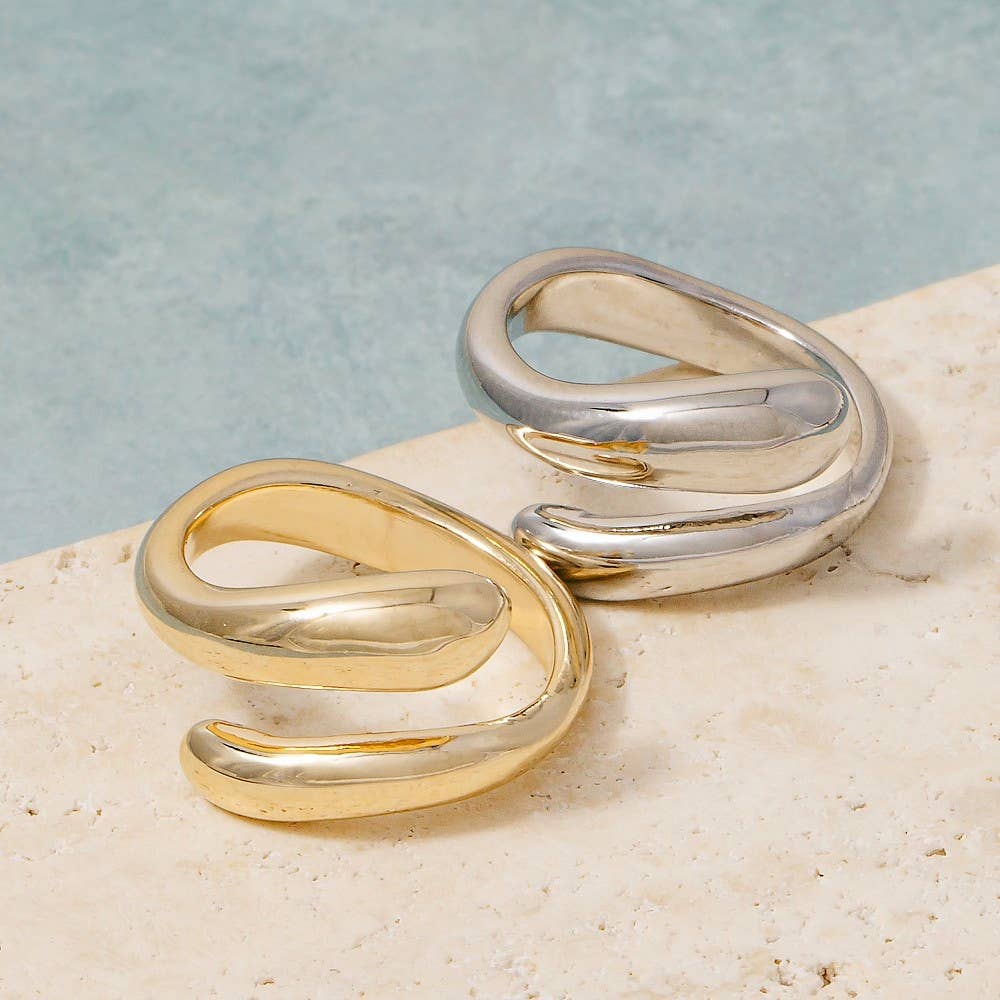 Minimalist Metallic Wrap Twist Ring: G