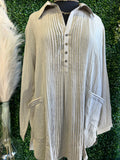 Pleated Button Down Tunic Top