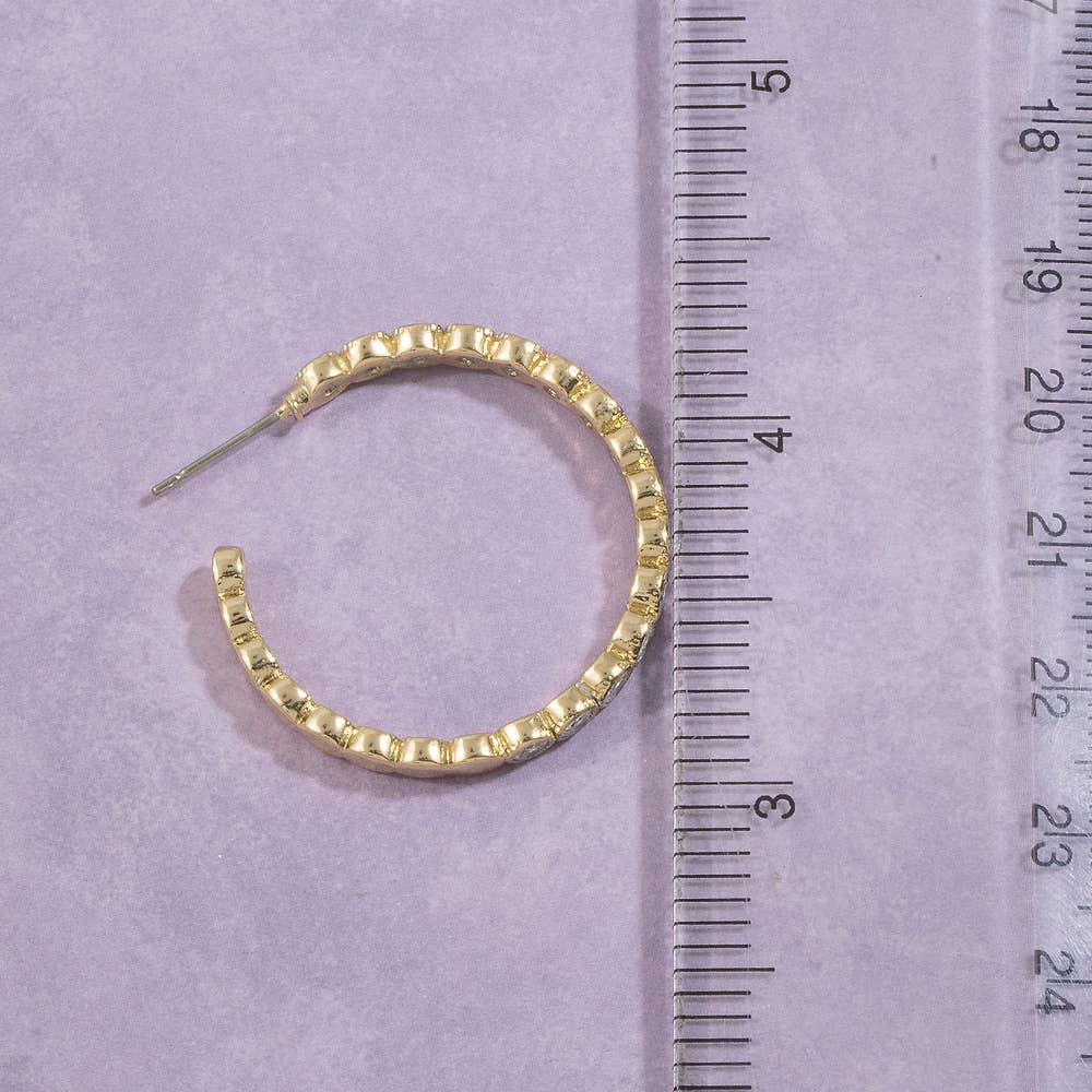 Bezel Set Cz Hoop Earrings: GRN