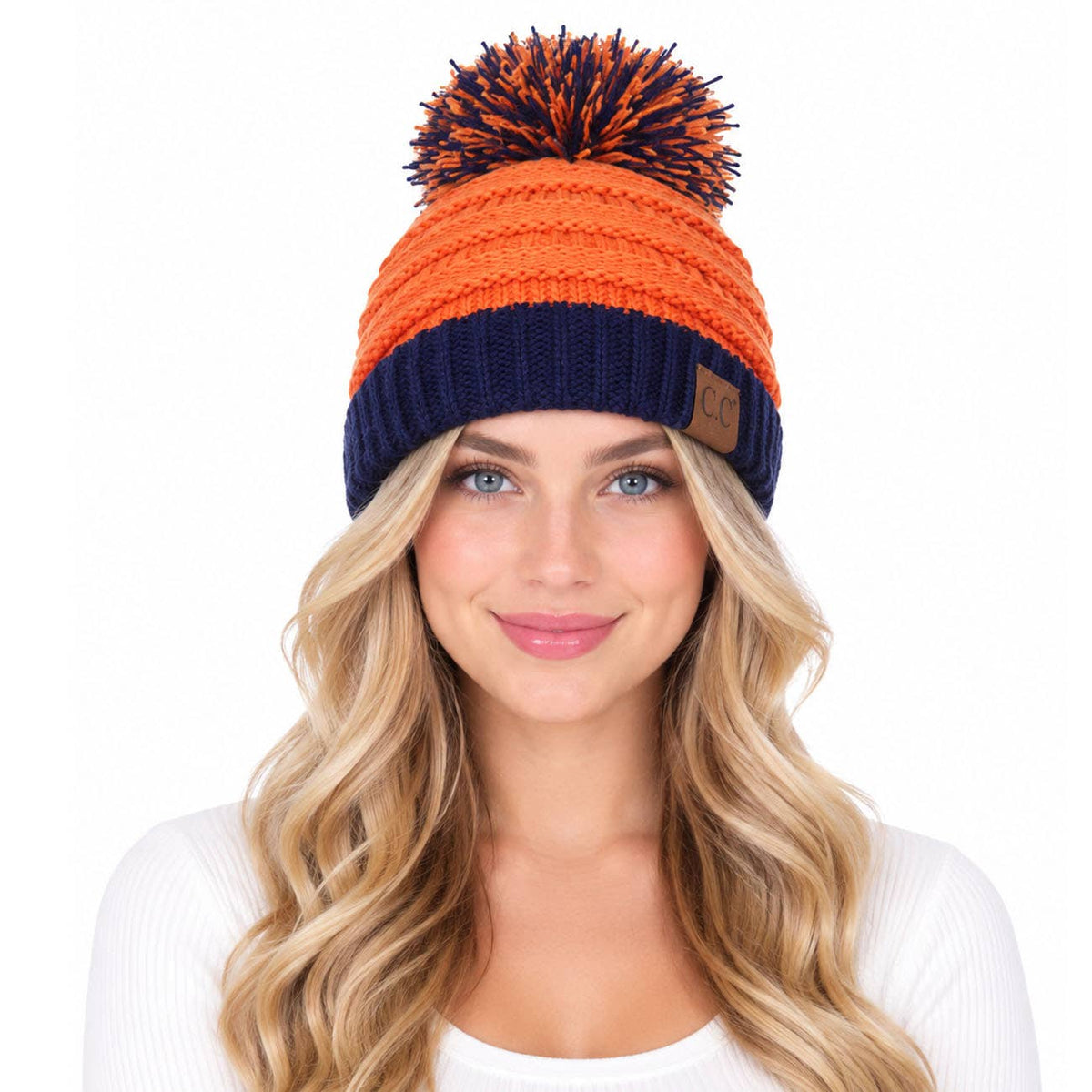 C.C Team College Color Game Day Beanie: 04. Blue/White