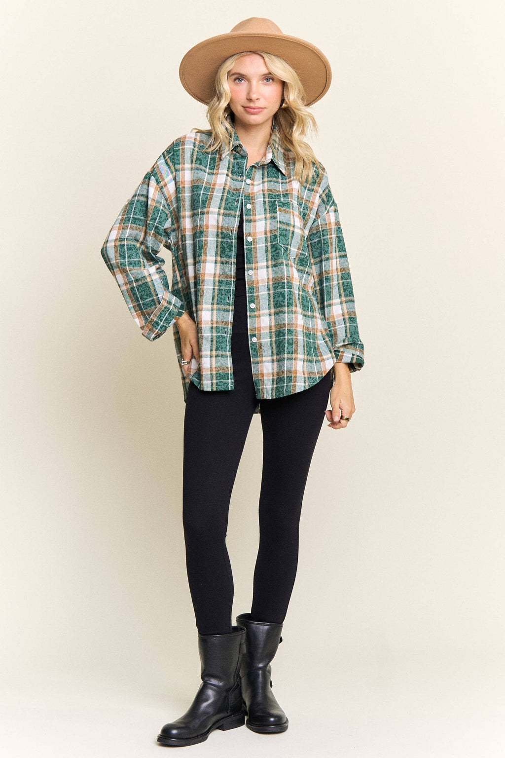 BURNOUT PLAID WASHED-LOOK SHIRT- LET4189: Blue / S-M-L(2-2-2)
