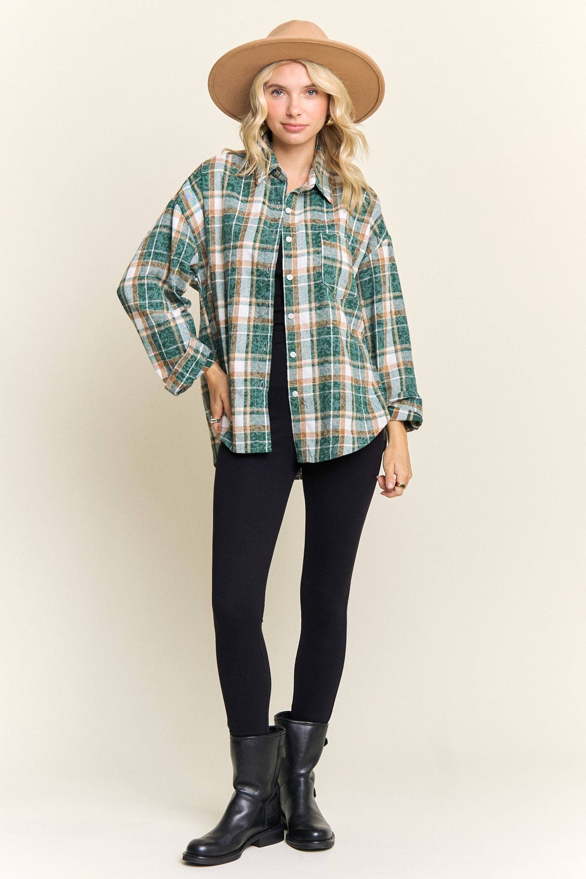 BURNOUT PLAID WASHED-LOOK SHIRT- LET4189: Blue / S-M-L(2-2-2)