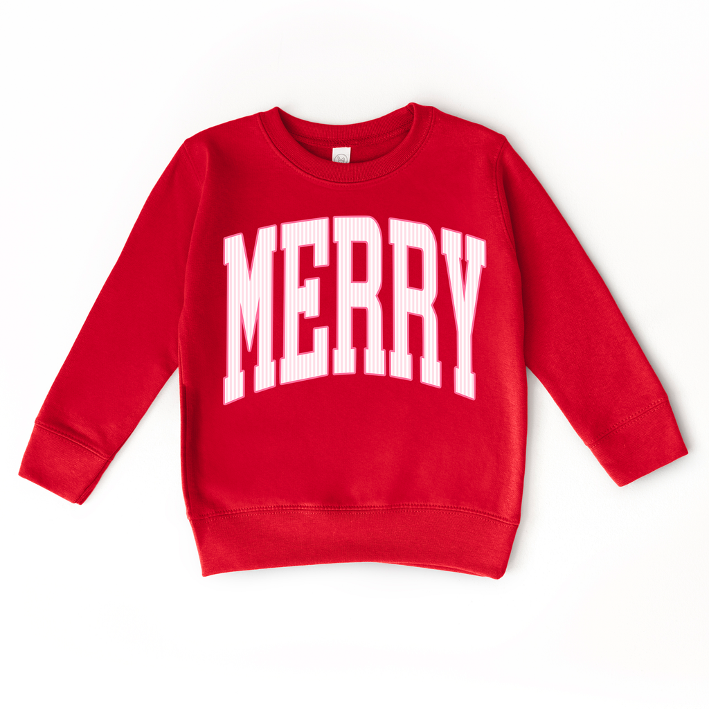 Merry | Pink Holiday Girls Christmas Sweatshirt: Green / 5/6 / Sweatshirt