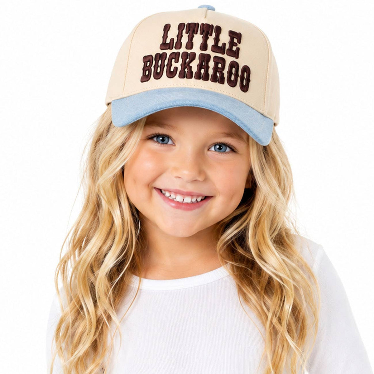 C.C LITTLE BUCKAROO Embroidered KIDS Snapback Cap: Light Denim