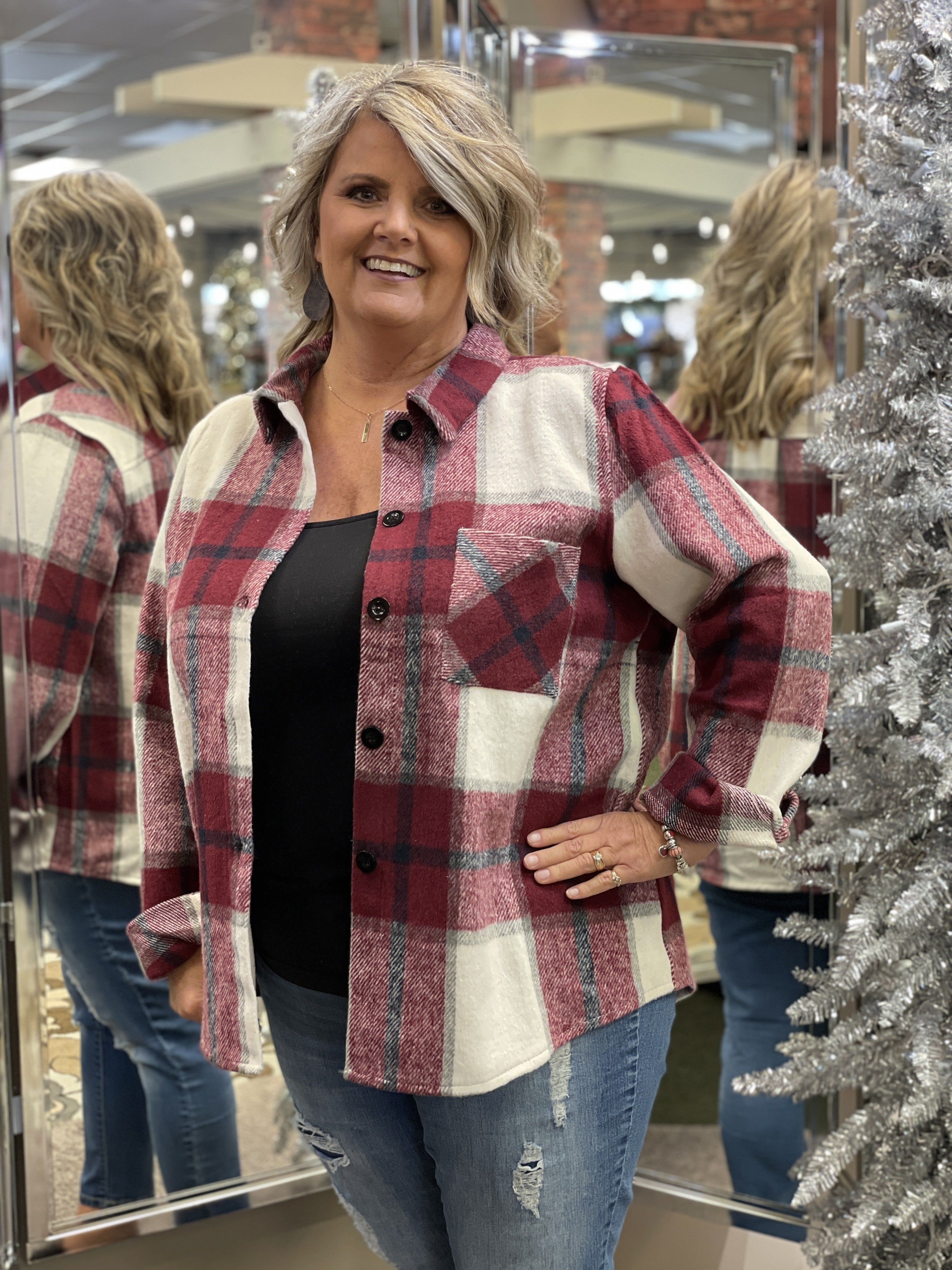 Burgundy Plaid Shacket