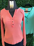Acid Washed Henley Top