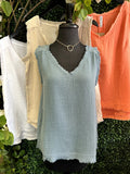Gauze V-neck Tank Top