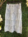 Tiered Button-fly Maxi Skirt