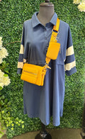 Striped Sleeve Collared Dress