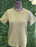 Knit Faux Leather Sleeve Sweater