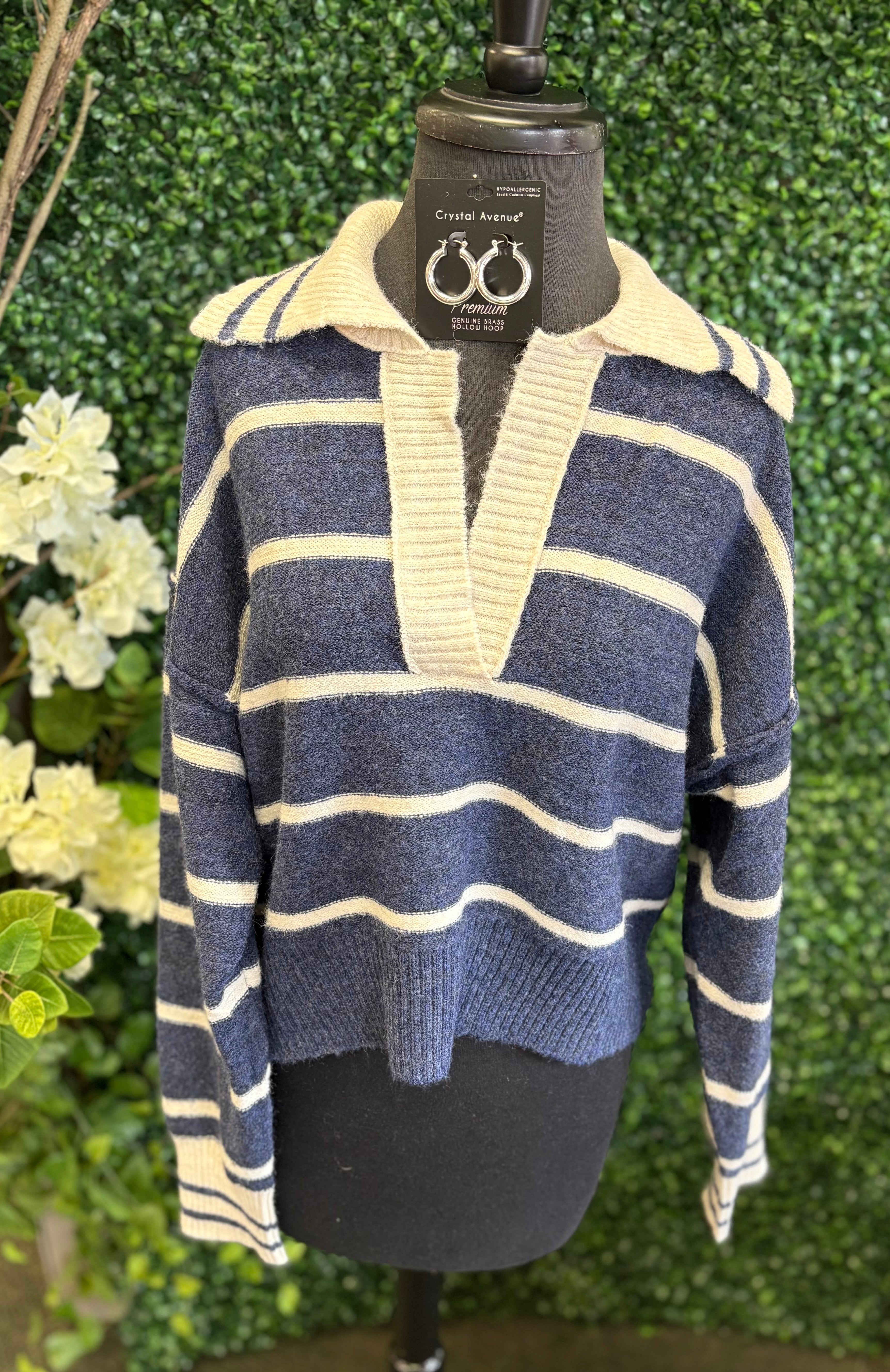 Striped Polo Sweater
