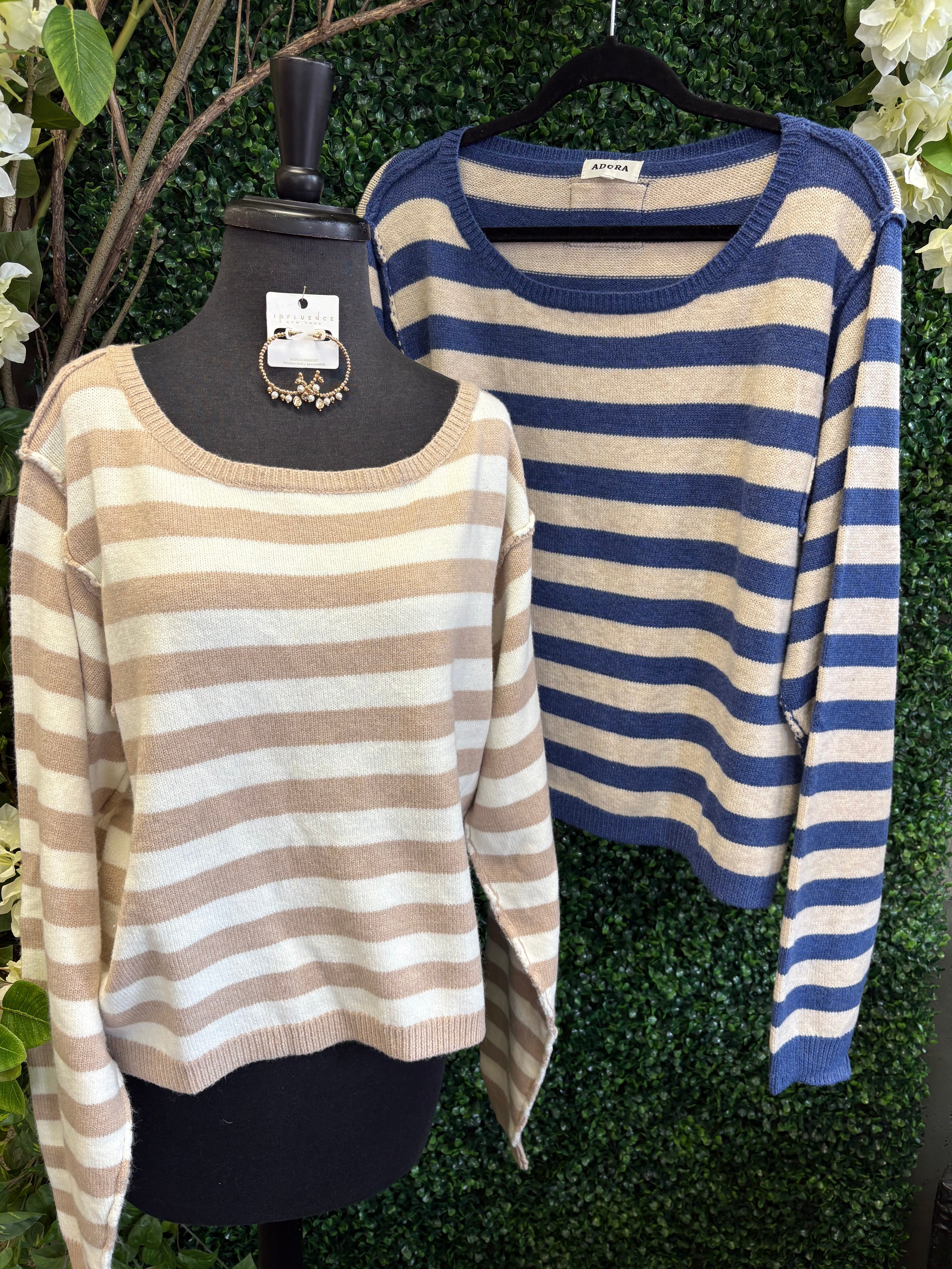 Dropped Shoulder Stripe Sweater