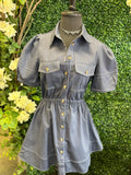 Navy Button Front Dress
