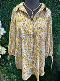 Patterned Button Down Satin Top