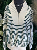 Half Zip Striped Sweatshirt