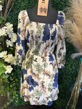 Denim Floral Smocked Dress