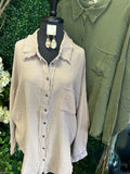DOUBLE GAUZE OVERSIZED RAW EDGE SHIRT