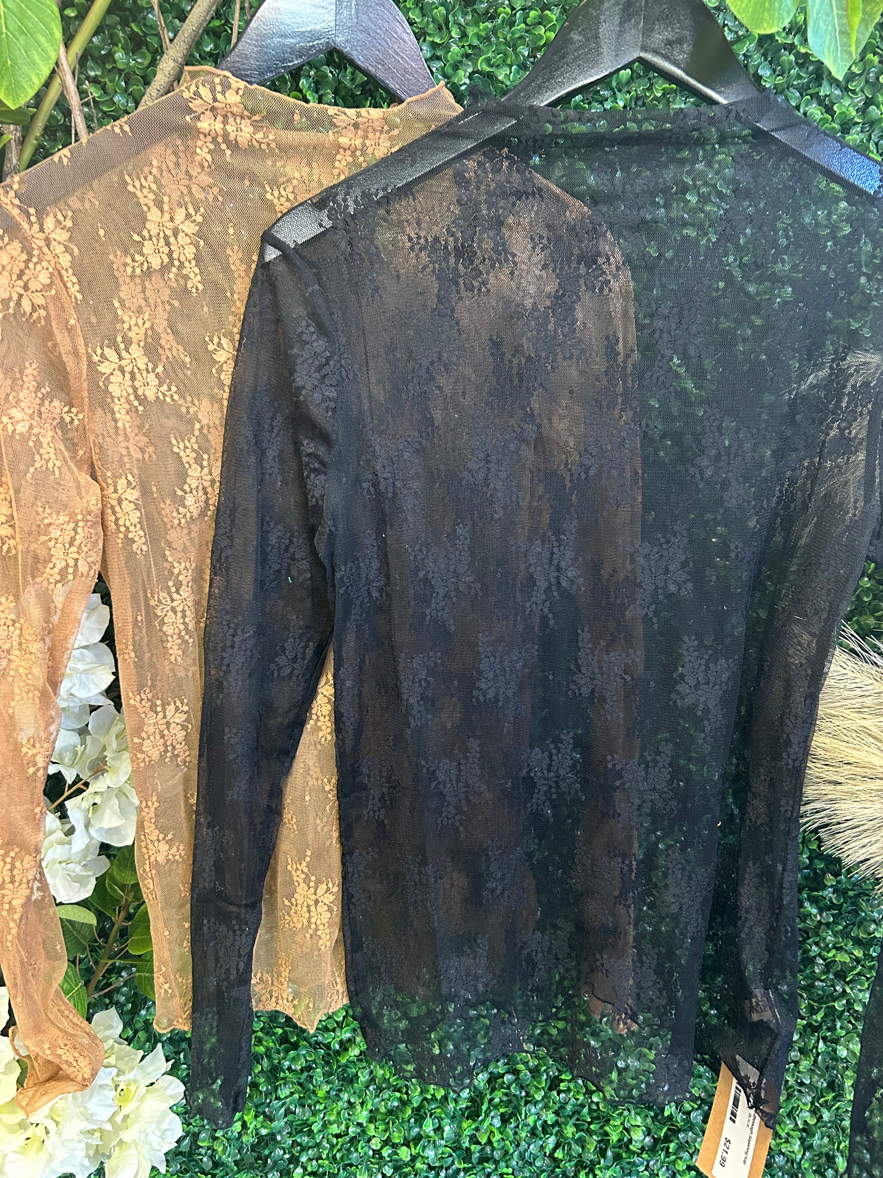 Lace see-through layering top