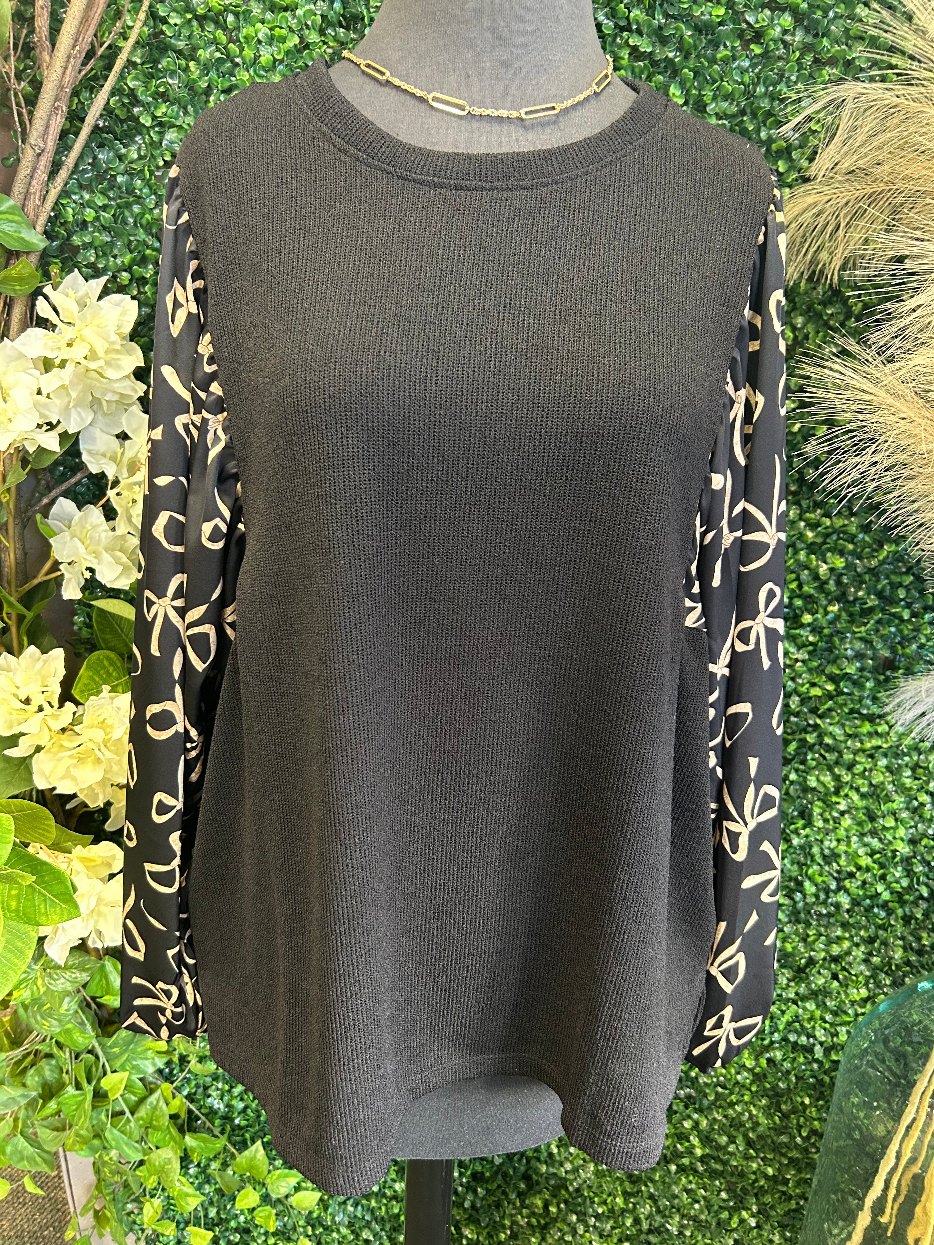 Knit Bow Sleeve Top