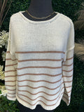 Striped Sweater w/ Drop Shoulder and Raw Seam