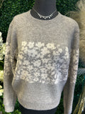 Floral Accent Mid-Striped Ultra Soft Sweater