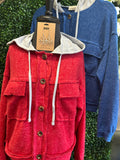 Fleece Button Down Hoodie
