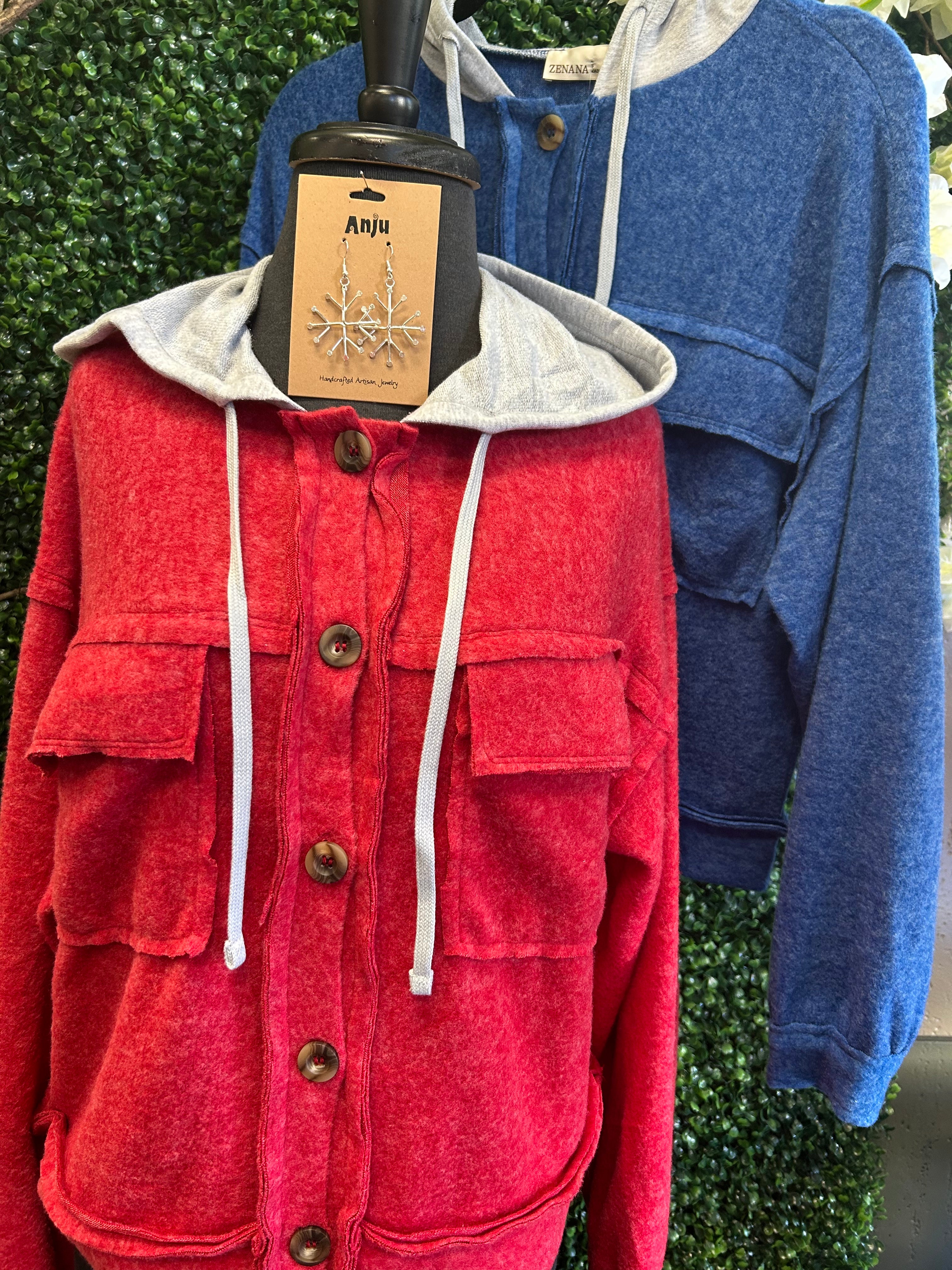 Fleece Button Down Hoodie