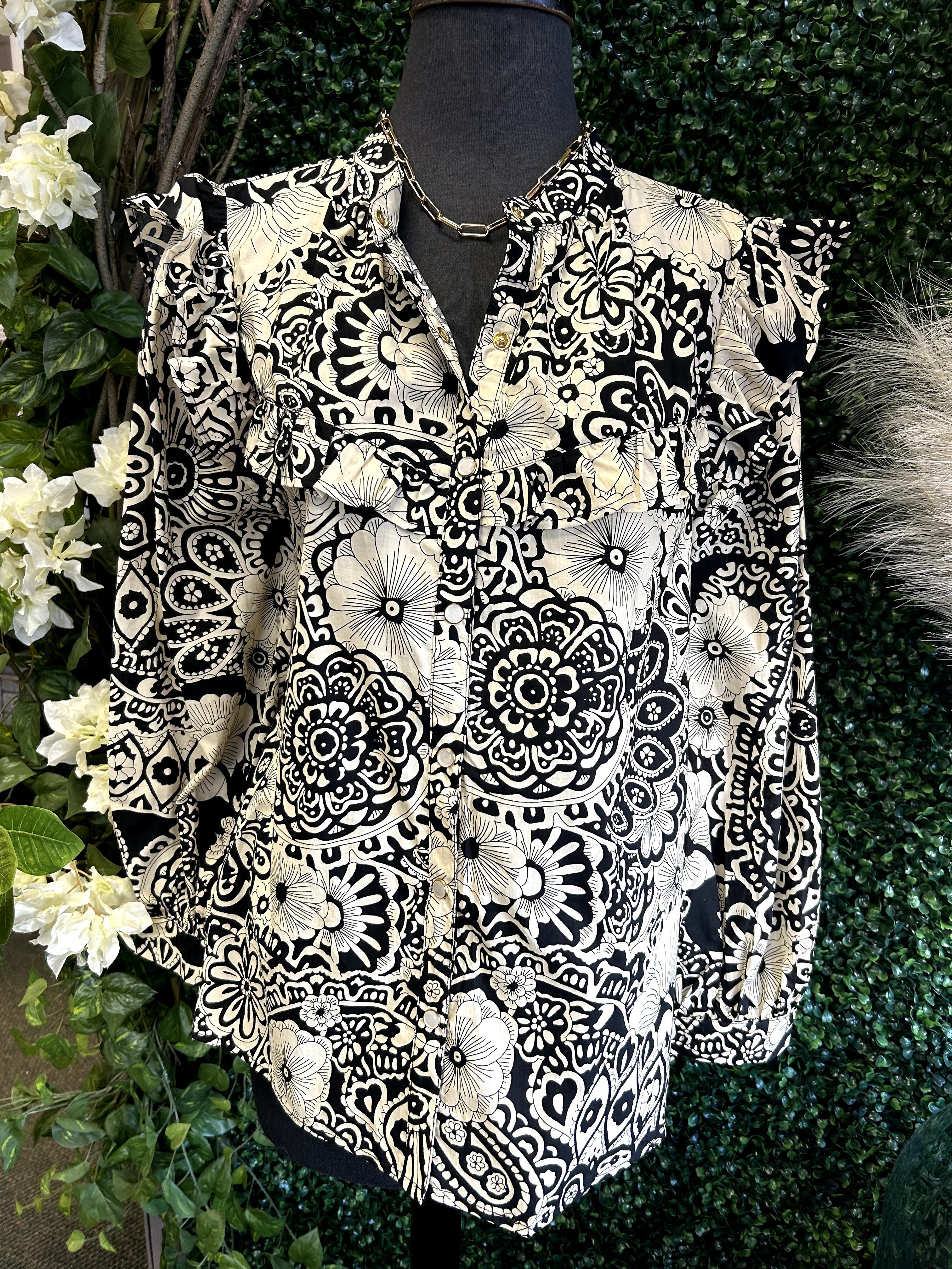 Contrast Printed Blouse