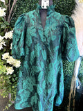 Ruffle Neck with Volume Sleeve Dress