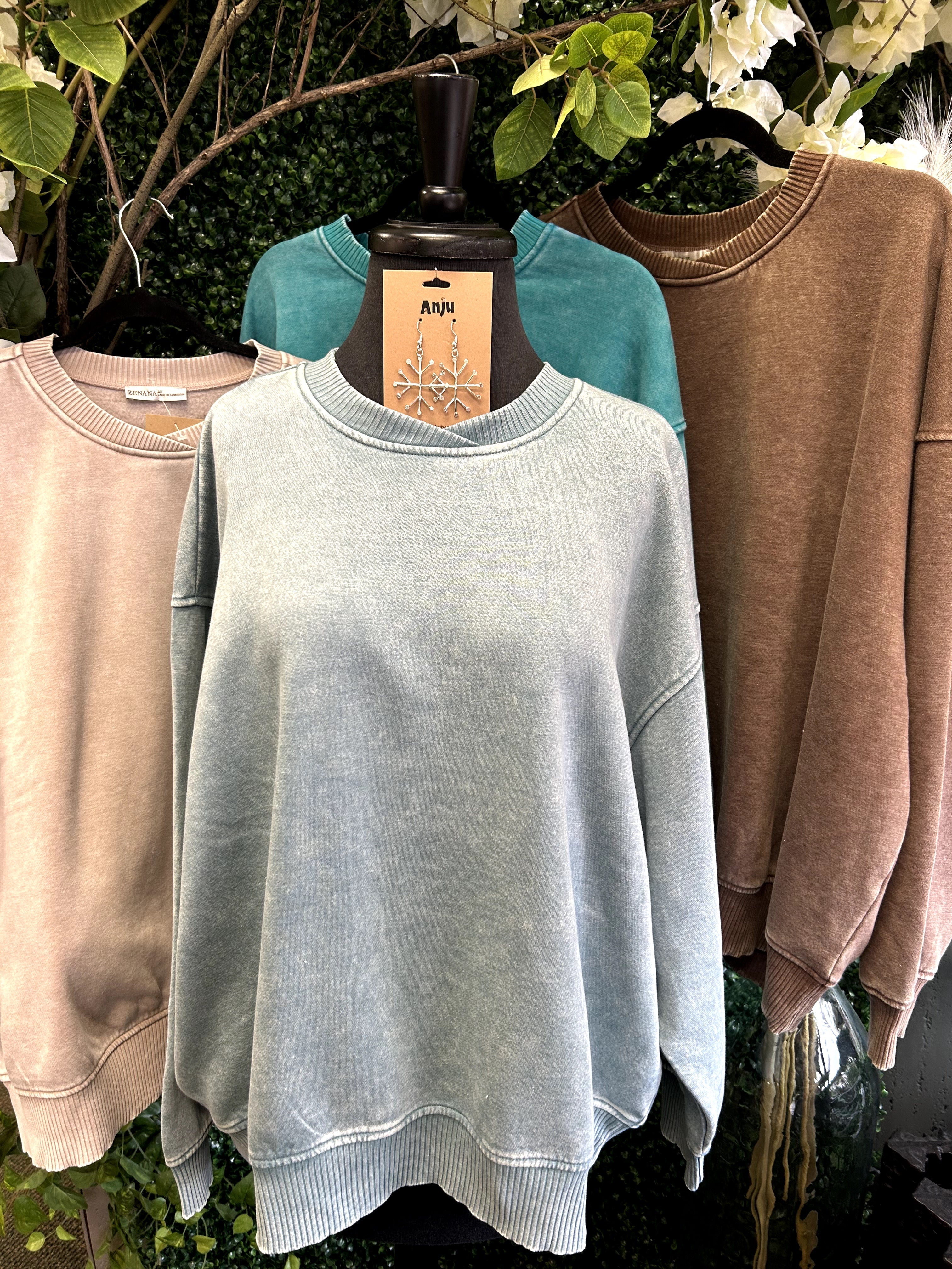 ACID WASH OVERSIZED FLEECE PULLOVER